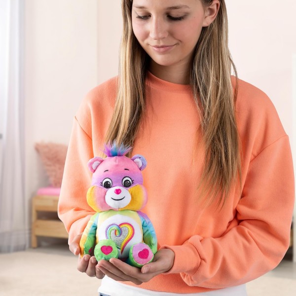 Care Bears Basic Fun 22489 Togetherness Bear, Glitter Bean Plush, 22cm 수집 가능한 귀여운 플러시 장난감, 어린이를 위한 부드러운 장난감 및 꼭 껴안고 싶은 장난감, 4세 이상의 소녀