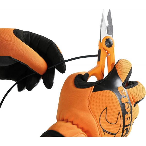 Beta 1128FX - 전기 기사용 가위, 마이크로 세레이션이 있는 스테인리스 스틸로 만든 직선 날, 케이블 절단 홈 및 케이블 러그용 크림퍼.