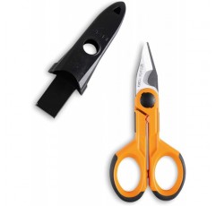 Beta 1128FX - 전기 기사용 가위, 마이크로 세레이션이 있는 스테인리스 스틸로 만든 직선 날, 케이블 절단 홈 및 케이블 러그용 크림퍼.