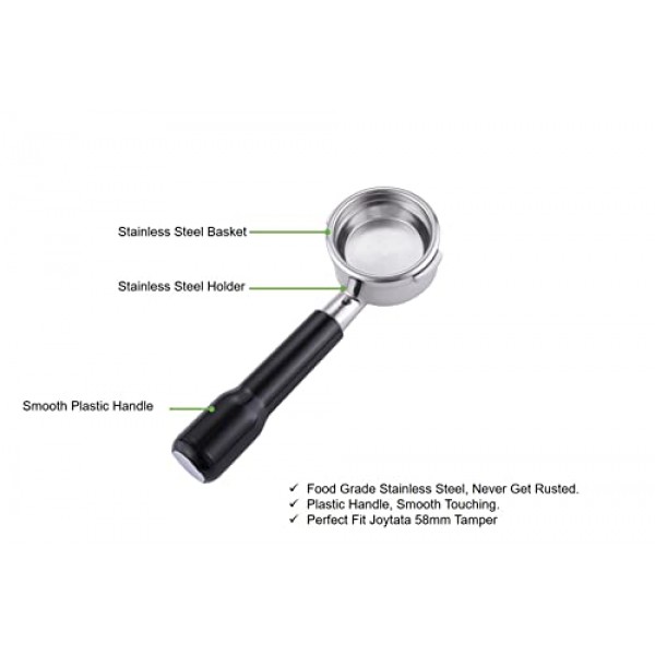 Breville BES900XL, BES920XL, BES980XL, BES990BSS 에스프레소 머신용 Joytata 58mm 바텀리스 포터필터(필터 바구니 포함)-플라스틱 손잡이