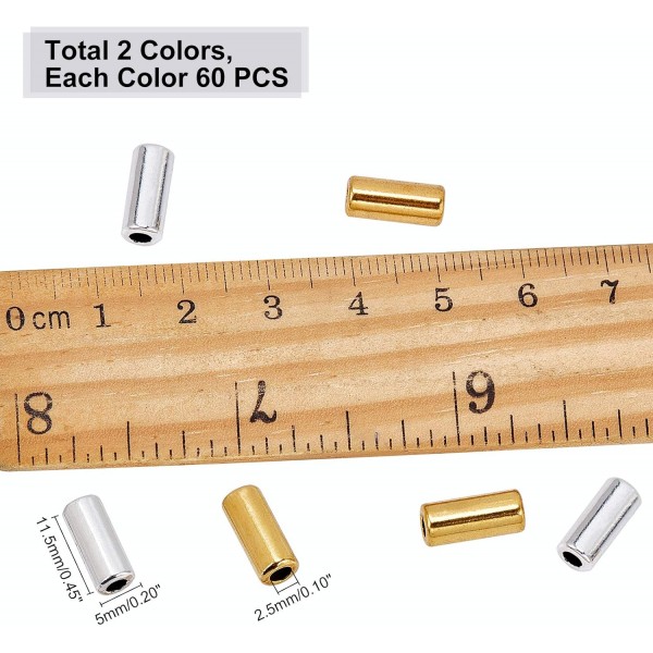 SUPERFINDINGS 120pcs 티벳 스타일 합금 비즈 스페이서 비즈 튜브 비즈 커넥터 매력 비즈 DIY 팔찌 목걸이 쥬얼리 만들기 11.5x5mm 11.5x5mm Tubular-2 Colors-120pcs