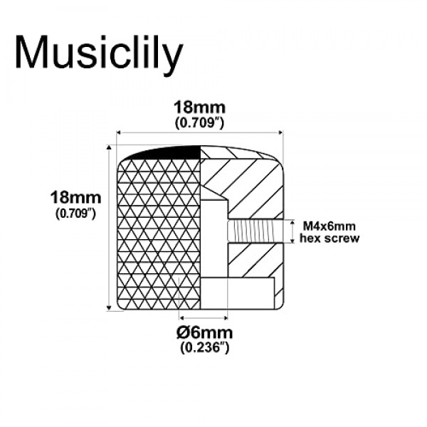 Musiclily Pro 6mm 스틸 화이트 펄 탑 텔레캐스터 돔 손잡이(텔레 일렉트릭 기타 또는 정밀 베이스용 고정 나사 포함), 골드(2개 세트)