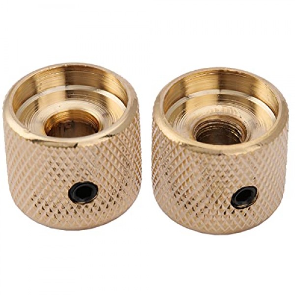 Musiclily Pro 6mm 스틸 화이트 펄 탑 텔레캐스터 돔 손잡이(텔레 일렉트릭 기타 또는 정밀 베이스용 고정 나사 포함), 골드(2개 세트)