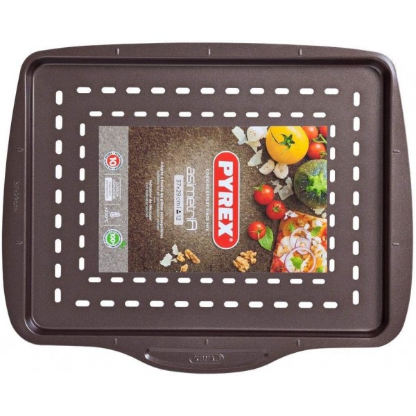 Pyrex Asimetria 피자 트레이, 직사각형, 37 cm, 블랙, 메탈, 42x34x2 cm