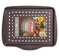 Pyrex Asimetria 피자 트레이, 직사각형, 37 cm, 블랙, 메탈, 42x34x2 cm