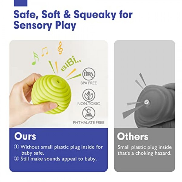 쉽게 잡을 수 있는 딸랑이 아기 장난감이 있는 1-3세 유아용 감각 공 6-12개월 - 몬테소리 0-2세 아기 및 유아를 위한 감각 장난감 - 7PCS