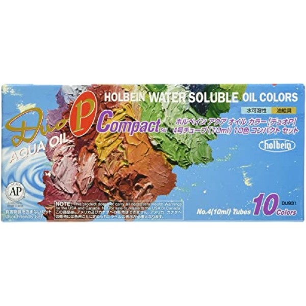 홀바인 듀오 아쿠아 오일 컴팩트 10개 세트, 10ml 튜브