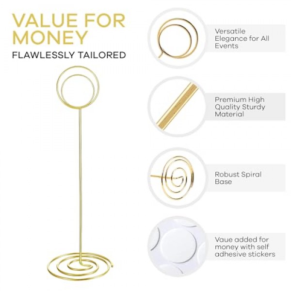 20개 8.67인치/22cm 높이의 장소 카드 홀더(접착 스티커 포함) | 3가지 크기로 제공됨 | 테이블 넘버 홀더, 테이블 넘버 스탠드, 사무실, 결혼식 및 파티에서 사인 홀더로 