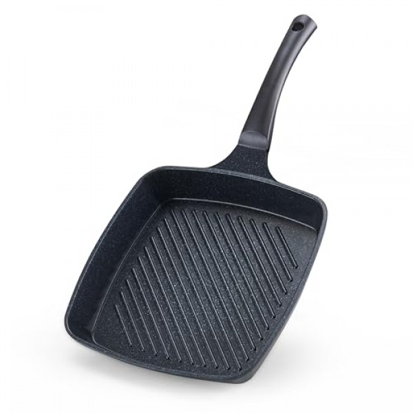 Cook N 홈 그릴 팬 스토브 상판용 붙지 않는 사각형, 다이캐스트 알루미늄 철판 팬 대리석 11인치 조리기구 프라이팬, 검정색