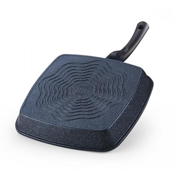 Cook N 홈 그릴 팬 스토브 상판용 붙지 않는 사각형, 다이캐스트 알루미늄 철판 팬 대리석 11인치 조리기구 프라이팬, 검정색