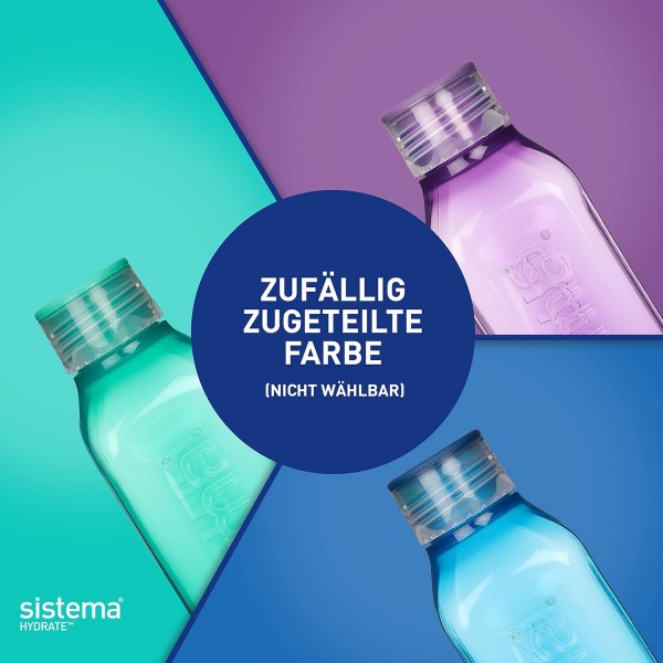 Sistema 물병, 사각형 | 725ml | BPA 무료 물병 | 딱 맞는 뚜껑 | 미끄럼방지폼 | 모듬 색상 725ml