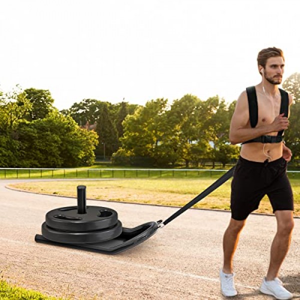 웨이트 썰매, 푸시풀 피트니스 썰매, 체력 단련용 썰매, 운동 운동용 스피드 트레이닝 썰매, 속도 향상, 1 및 2 웨이트 플레이트에 적합