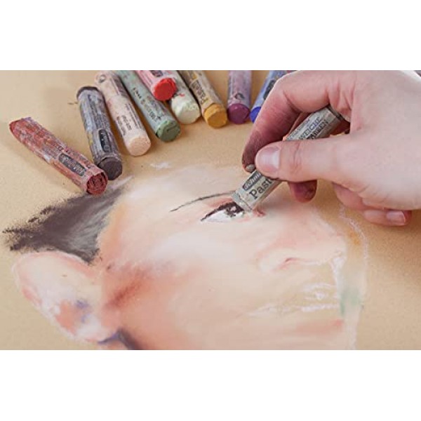 Schmincke - 파스텔, 100가지 색상 세트, 77 100 097, 100개의 파스텔 연필이 들어 있는 나무 상자, 수제 파스텔, 선명한 벨벳 매트, 가장 내광성 색상