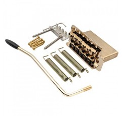 Musiclily Pro 52.5mm 빈티지 6스크류 트레몰로 브릿지 Squier Strat 스타일 일렉트릭 기타, 골드용 40mm 솔리드 브래스 블록