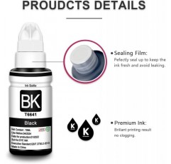 UniPlus 호환 잉크 카트리지 교체 T6641 T664 검정 70mL 염료 잉크 ET-2650 ET-2500 ET-2550 ET-2600 ET-3600 ET-4500 ET-4550 L350 L355 L555 L382,