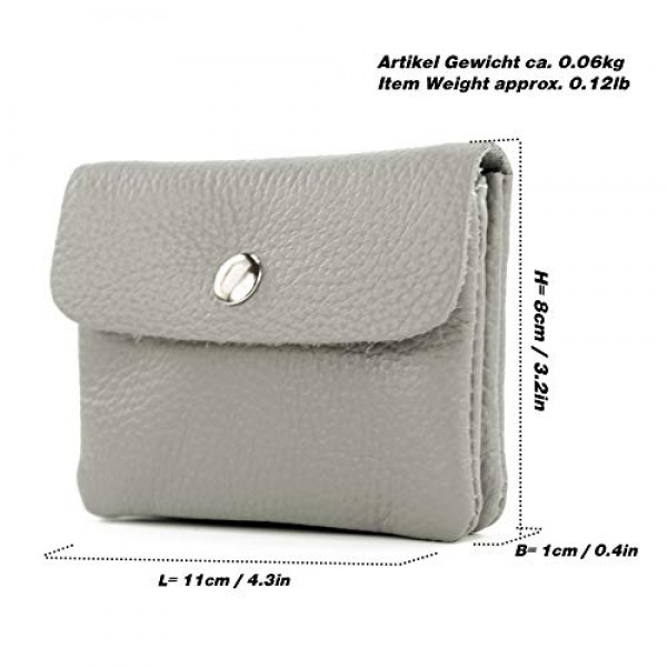 modamoda de - P09 - 이탈리아 가죽 여성용 지갑, 스몰, 실버 메탈릭