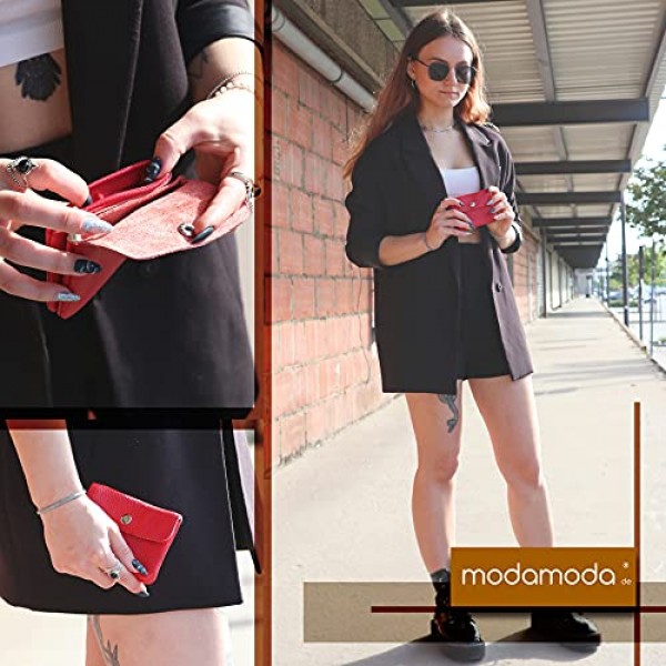 modamoda de - P09 - 이탈리아 가죽 여성용 지갑, 스몰, 실버 메탈릭