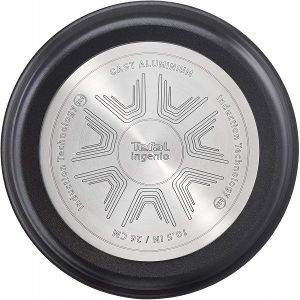 Tefal Ingenio Expertise L8564004 그릴 팬, 26cm, 인덕션, 논스틱 ​​코팅, 손잡이 별도 판매, 블랙