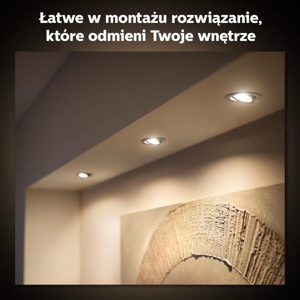 Philips Hue White Amb. Milliskin 매입형 스포트라이트 3-플레임 알루미늄 3x350lm