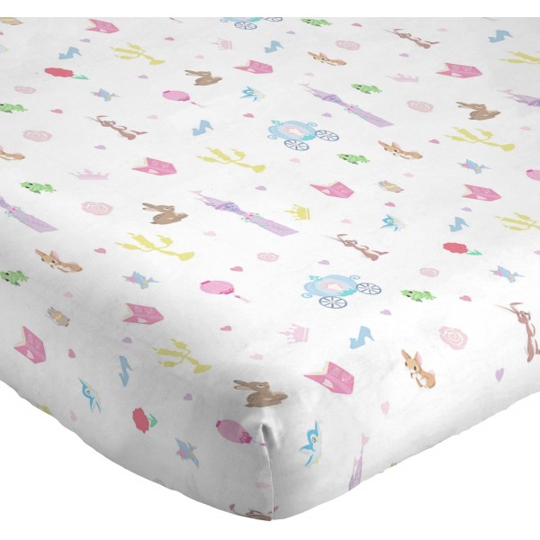 Jay Franco 디즈니 프린세스 컷 페이퍼 100% 면 4피스 더블 침구 세트 - 이불 커버, 장착 시트 및 베갯잇 포함 핑크 - 프린세스 더블