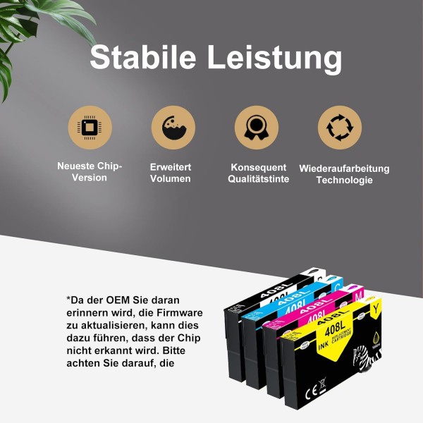 Epson Workforce Pro WF-C4810DTWF WF-C4810용 TonerSave 408 408L 멀티팩 잉크 카트리지(1팩, Epson 408)