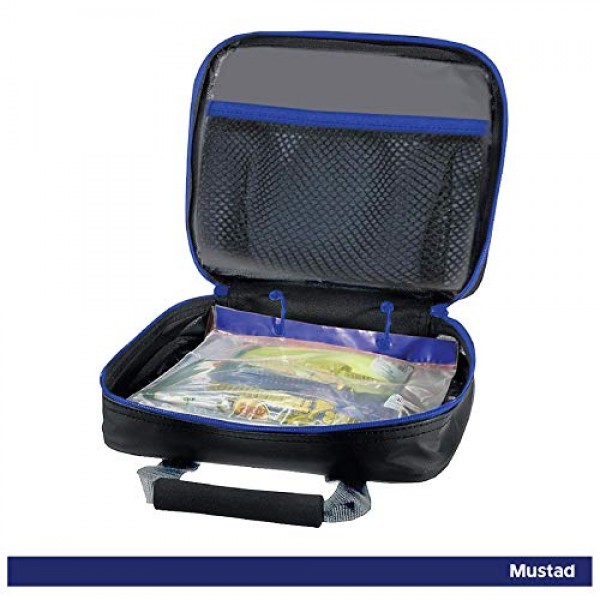 머스타드 리거 백, 방수 지퍼가 있는 방수 500데니어 타포린, 한손 네오프렌 핸들, 그레이/블루