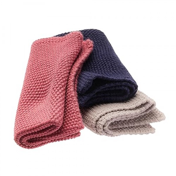 REDECKER 니트 행주, 3개 세트, 기계 세탁 가능, 블루/로즈/그레이