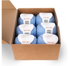 ggh Malibu Box - 공 6개 - 뜨개질 또는 뜨개질용 면 혼방 - 색상 016 - 하늘색