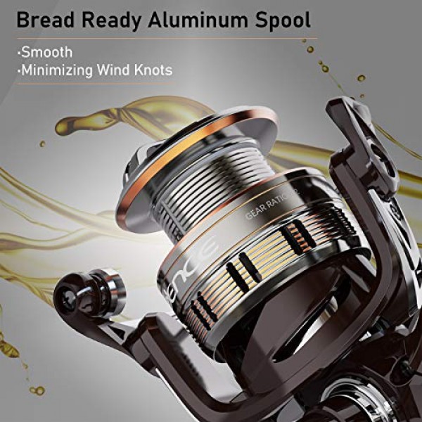 스피닝 릴-Elate 10+1 BB 경량 및 내구성 -스테인레스 스틸 메인 샤프트, 다이캐스팅 핸들 및 이중 양극 산화 스풀-흑연 본체 및 펠트 와셔가 포함된 매우 부드럽고 강력한