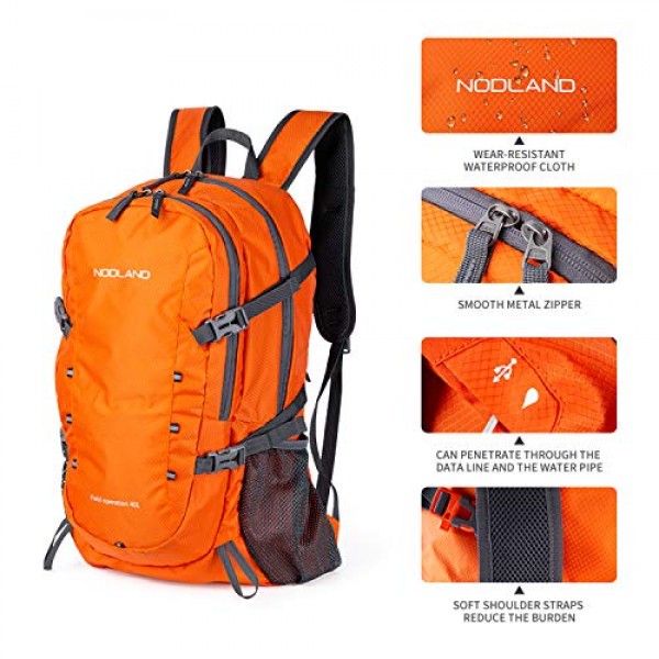NODLAND 40L 경량 하이킹 배낭 방수 포장 가능 데이팩