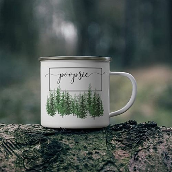 Poopsie 캠핑 커피 머그잔, Poopsie 소나무, Poopsie를 위한 캠프파이어 컵 선물, 새로운 Poopsie 에나멜 캠핑 머그잔 꽃, 생일 크리스마스 야외 금속 에나멜 캠프파이어 컵