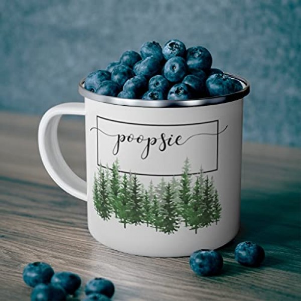 Poopsie 캠핑 커피 머그잔, Poopsie 소나무, Poopsie를 위한 캠프파이어 컵 선물, 새로운 Poopsie 에나멜 캠핑 머그잔 꽃, 생일 크리스마스 야외 금속 에나멜 캠프파이어 컵