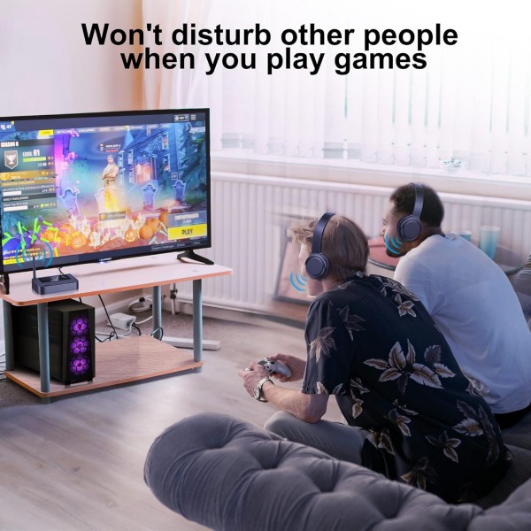 광학 디지털/RCA/AUX 연결이 있는 블루투스 송신기로 TV 시청을 위한 ZIOCOM 블루투스 헤드폰 세트 55시간 재생 시간이 있는 TV용 무선 오디오 어댑터가 있는 블루투스 헤드