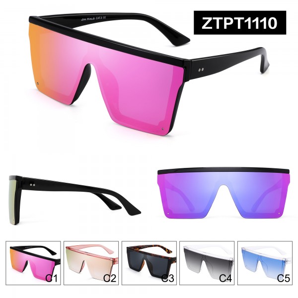 JIM HALO 플랫 탑 실드 선글라스 남성용 및 여성용 스퀘어 미러 무테 안경