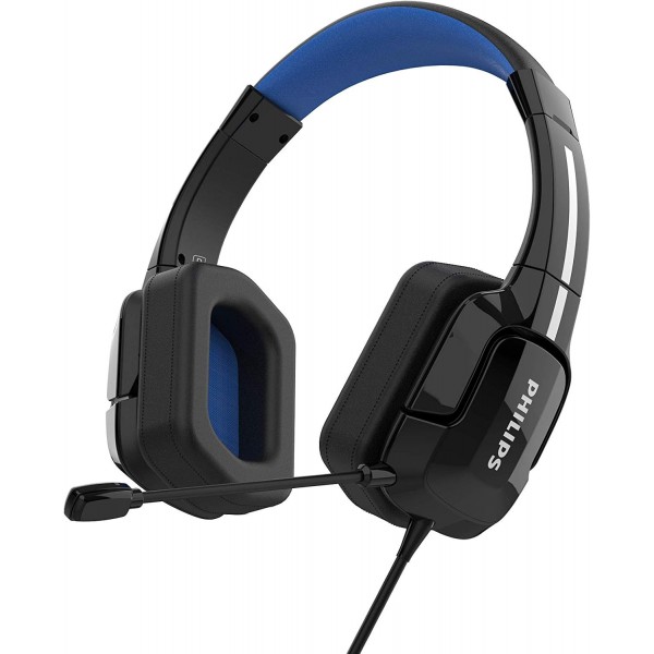 PHILIPS TAGH301/00 - 조정 가능한 헤드밴드와 다이내믹하고 선명한 사운드를 제공하는 경량 오버이어 게임용 헤드셋, 블랙