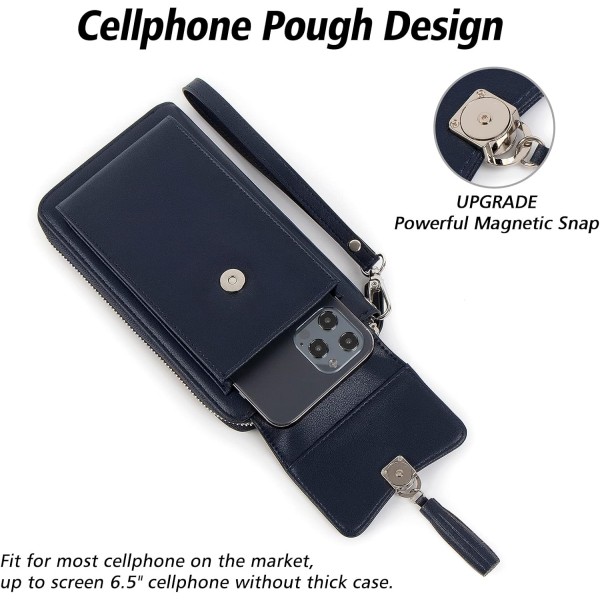 Pearl Angeli Cell Phone Purse Travel Bag 여성 숄더 스트랩 백 RFID 차단 카드 모바일 핸드백, 로얄 블루, 모던