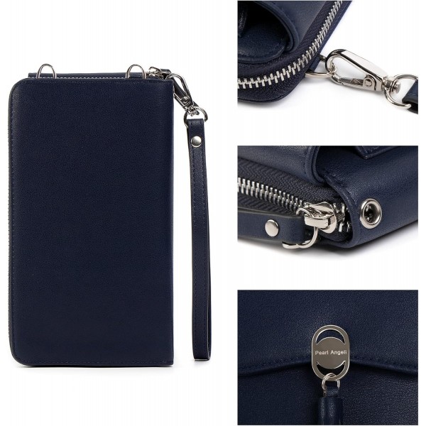 Pearl Angeli Cell Phone Purse Travel Bag 여성 숄더 스트랩 백 RFID 차단 카드 모바일 핸드백, 로얄 블루, 모던