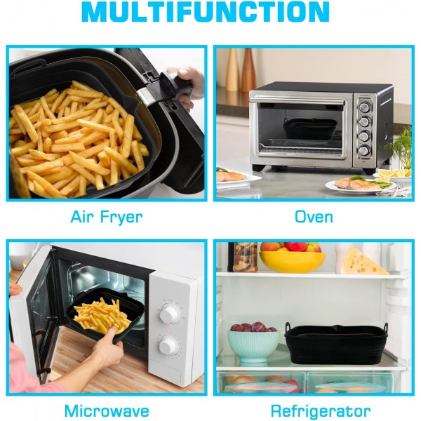 Pietuley 2 에어프라이어용 접이식 실리콘 몰드 - 에어프라이어용 실리콘 인서트 베이킹페이퍼 실리콘 - 실리콘 에어프라이어 베이킹페이퍼 - 에어프라이어 베이킹페이