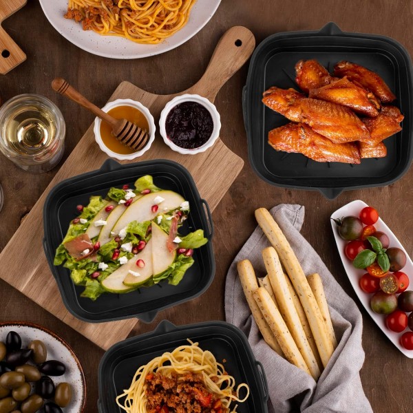 Pietuley 2 에어프라이어용 접이식 실리콘 몰드 - 에어프라이어용 실리콘 인서트 베이킹페이퍼 실리콘 - 실리콘 에어프라이어 베이킹페이퍼 - 에어프라이어 베이킹페이