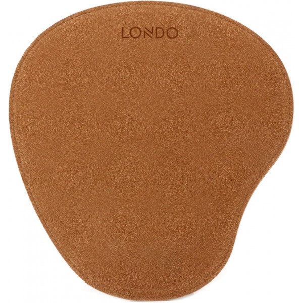 손목 받침대가 있는 Londo 가죽 타원형 Mouspad - 미끄럼 방지 바닥, 매끄러운 표면(황갈색)