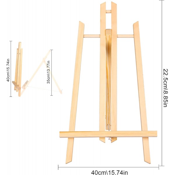 Viesap 이젤, 2피스 나무 이젤, 원목으로 만든 40cm 그림 스탠드, 디스플레이/테이블 이젤, 접을 수 있는 공간 절약형, 장식용 스탠드, 어린이용 이젤, 그림, 어린이 예술 