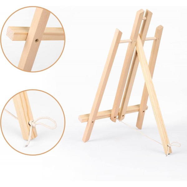 Viesap 이젤, 2피스 나무 이젤, 원목으로 만든 40cm 그림 스탠드, 디스플레이/테이블 이젤, 접을 수 있는 공간 절약형, 장식용 스탠드, 어린이용 이젤, 그림, 어린이 예술 