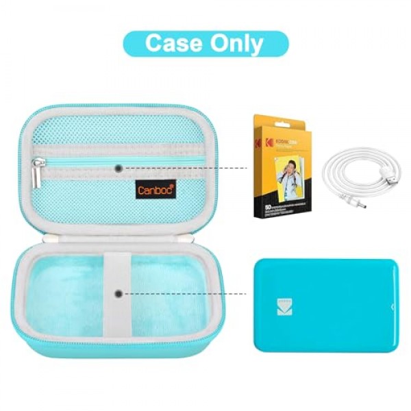 KODAK Step/Kodak Step 슬림 인스턴트 모바일 포토 미니 프린터용 Canboc 휴대용 케이스, 인화지 및 USB 케이블에 맞는 지퍼 메쉬 포켓, 녹색(케이스만)