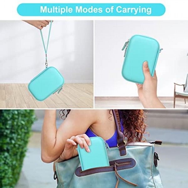 KODAK Step/Kodak Step 슬림 인스턴트 모바일 포토 미니 프린터용 Canboc 휴대용 케이스, 인화지 및 USB 케이블에 맞는 지퍼 메쉬 포켓, 녹색(케이스만)