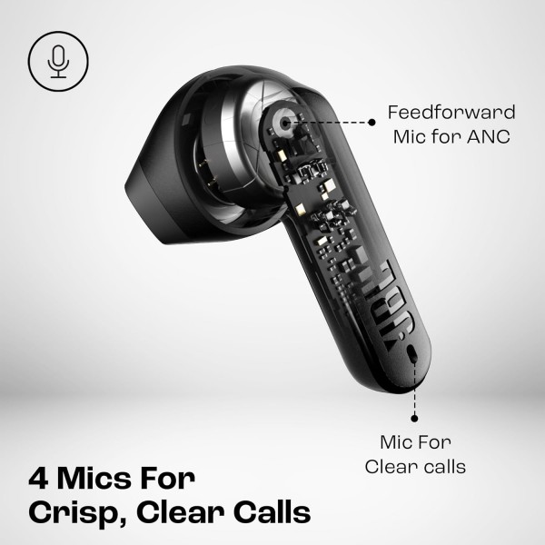 JBL Tune Flex TWS - 방수, 완전 무선, 검은색 노이즈 캔슬링 인이어 헤드폰 - 최대 32시간 음악 재생