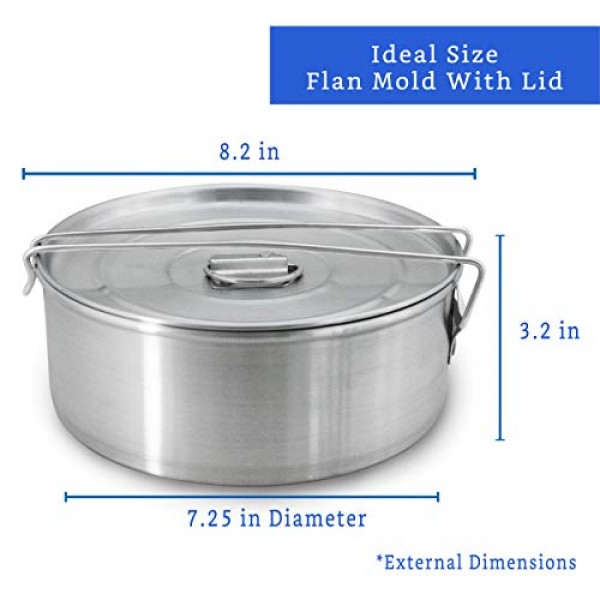GLOBE ROCKET Flan Mold with Lid (8.2 x 3.2in ) - 정통 멕시코 디자인 Flanera Flan Maker - Flan Pan - Bain Marie Flan Molds with Lid - Flaneras Moulds with Lid