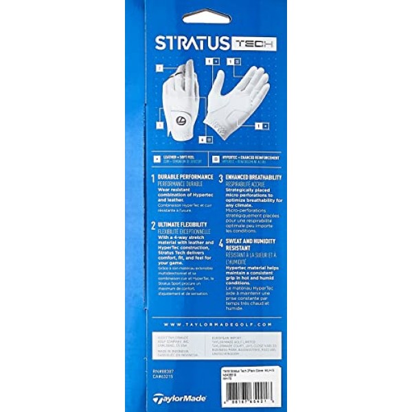 TaylorMade 남성용 스트라투스 테크 골프 장갑(2개 팩)