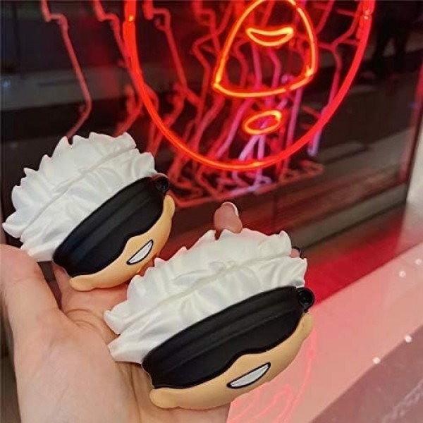 Airpods Pro용 LucaSng 이어폰 케이스, 3D 일본 애니메이션 만화 Jujutsu Kaisen Gojo Satoru AirPods Pro용 이어폰 케이스 소프트 실리콘 헤드셋 커버 Kawaii Fun Design(AirPods Pro용 Satoru)