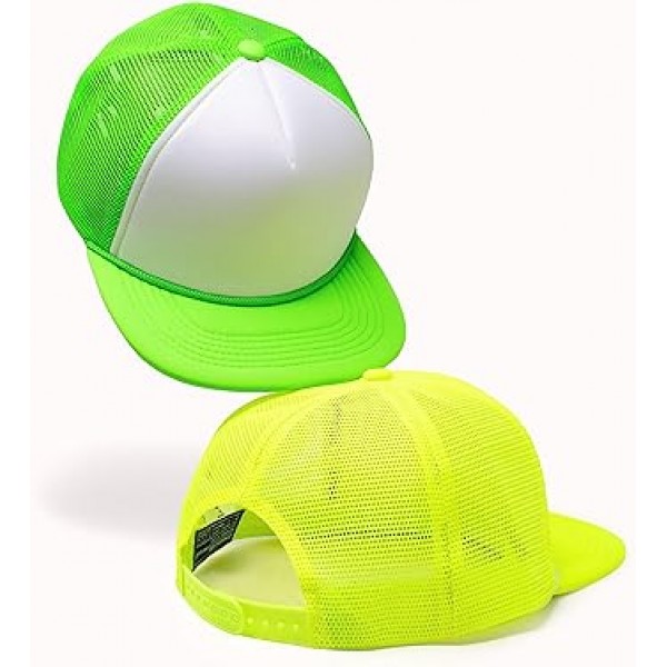 CHOK.LIDS 남성과 여성을위한 플랫 빌 폼 탑 모자 조정 가능한 스냅 백 트럭 모자 트렌디 컬러 플랫 브림 메쉬 야구 모자