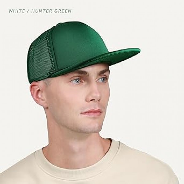 CHOK.LIDS 남성과 여성을위한 플랫 빌 폼 탑 모자 조정 가능한 스냅 백 트럭 모자 트렌디 컬러 플랫 브림 메쉬 야구 모자